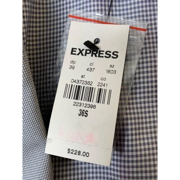 Express Slim Stretch Blazer Jacket Light Gray Slim Fit Size 36S New $228